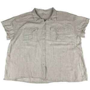 Lucky Brand women’s XL linen button down shirt short sleeve relaxed fit